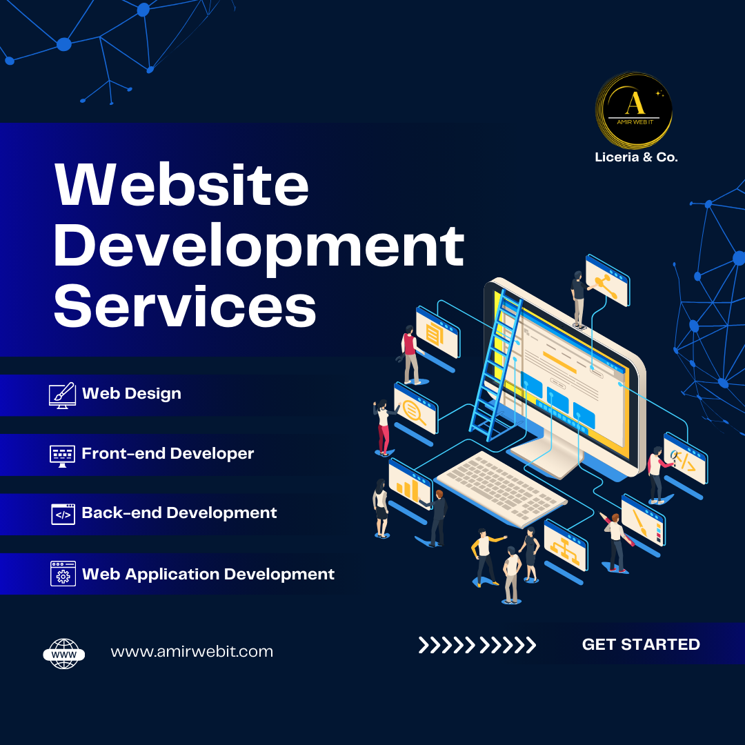 blue and white modern website development services facebook post (1080 x 1080 px)