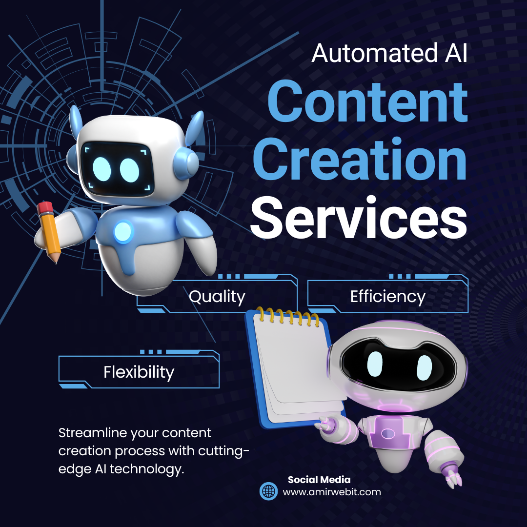 blue and white modern ai content creation facebook post