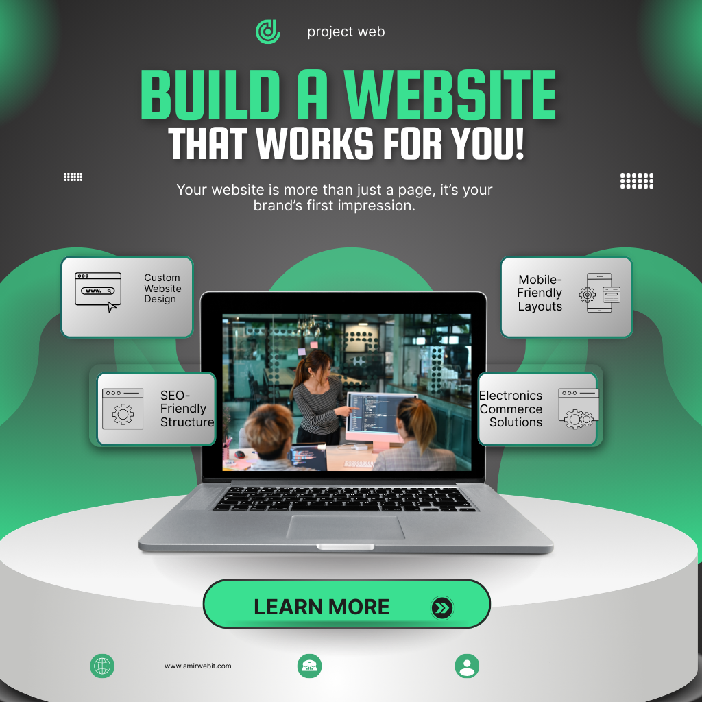 green and black modern web development services instagram post (1024 x 1024 px)